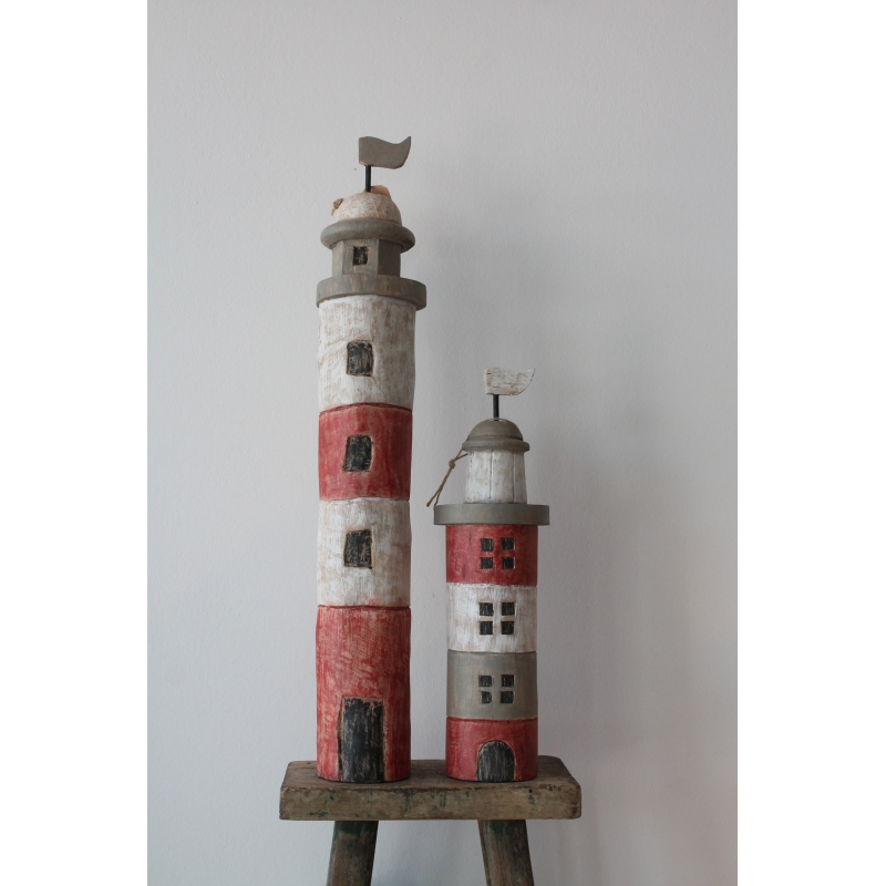 Leuchtturm rot weiß (2 Größen) - Mare Chic Möbel-Manufaktur