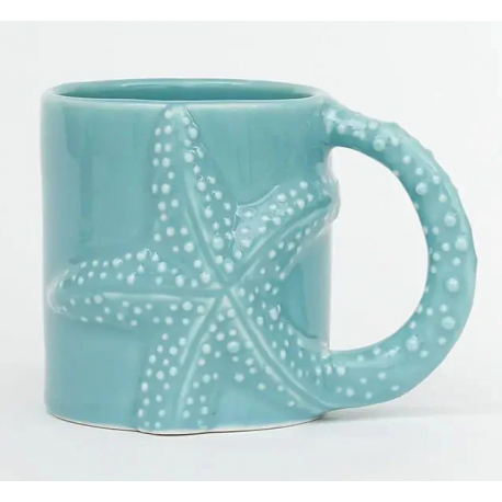 Maritime Tasse aus Keramik mit Seestern-Relief