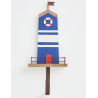 Maritime Garderobe Leuchtturm aus Holz – Dunkelblau Wandhaken Batela 36 cm
